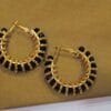 Gold Plated Black Crystal Hoop Earrings – Stylish Elegance for Any Look