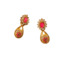 Gold Plated Ruby & Emerald CZ Drop Earrings