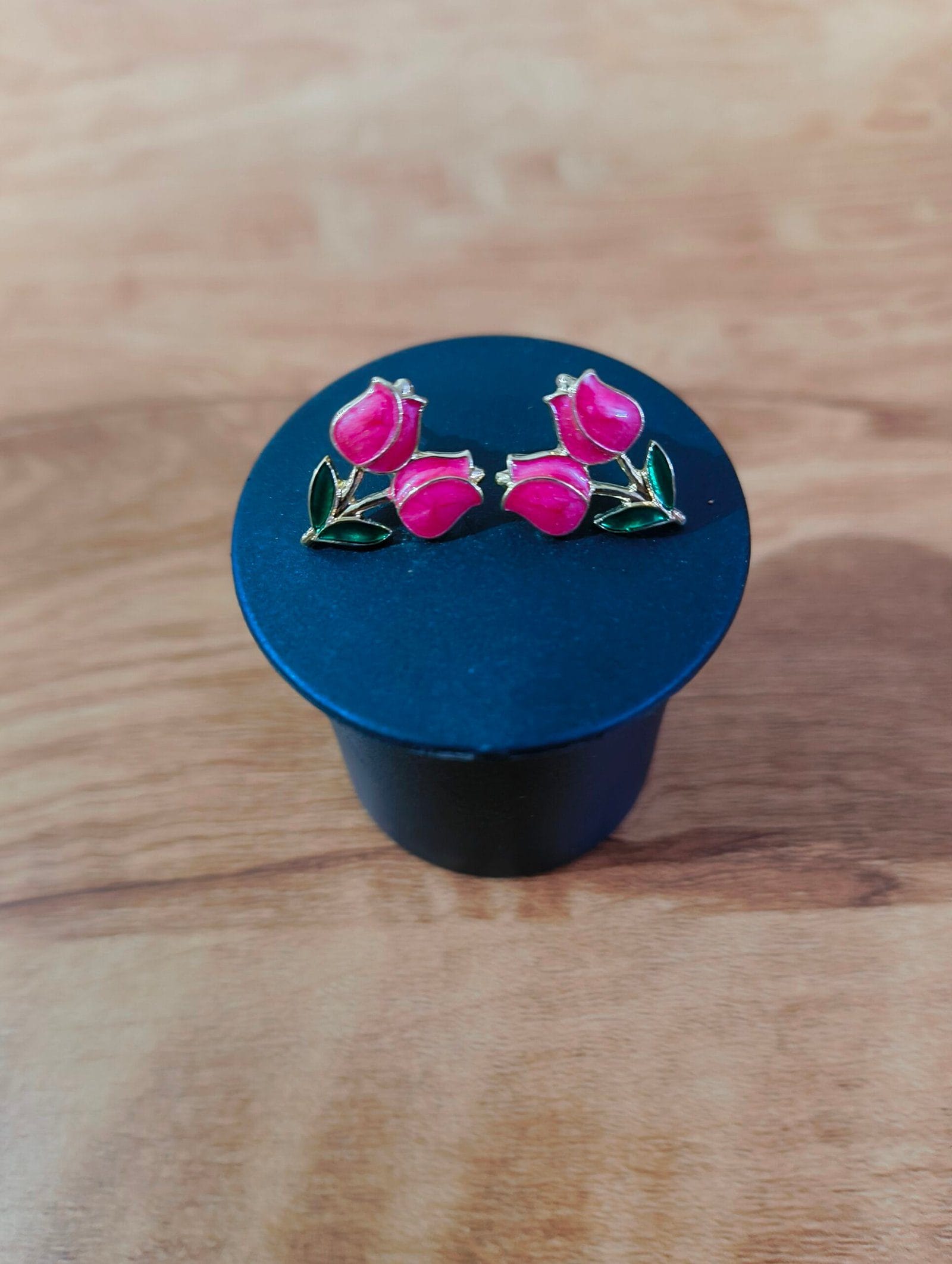 Gold Plated Enamel Stud Earrings Combo for Women & Girls (Rose & Butterfly Design)