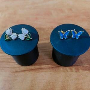 Gold Plated Enamel Stud Earrings Combo for Women & Girls (Floral & Butterfly Design)