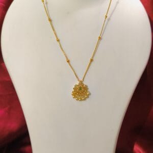 Gorgeous 1 Gram Gold Plated AD Kundan Studded Pearl Necklace with Matching Earrings
