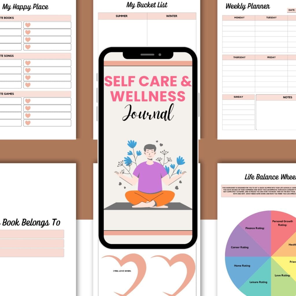 Self-Care & Wellness Journal | Digital Wellness Planner | Mental Health, Gratitude, Habit Tracker, Daily & Weekly Planner | Printable PDF