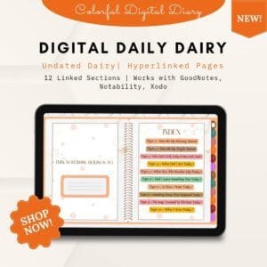 Digital Diary with Prompts 53 Page Hyperlinked Journal for Daily Writing Self Reflection GoodNotes Notability Xodo Gift