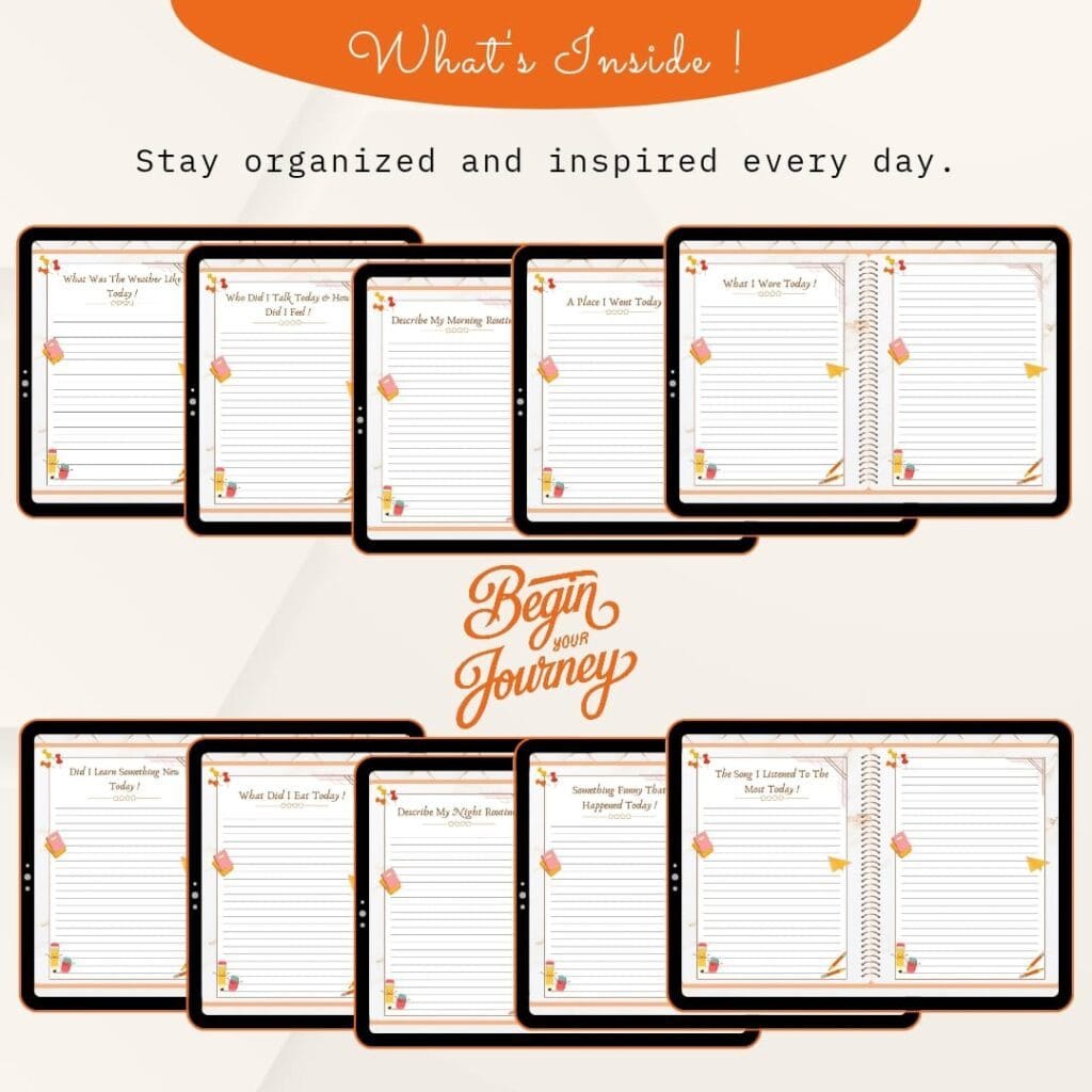 Digital Diary with Prompts 53 Page Hyperlinked Journal for Daily Writing Self Reflection GoodNotes Notability Xodo Gift