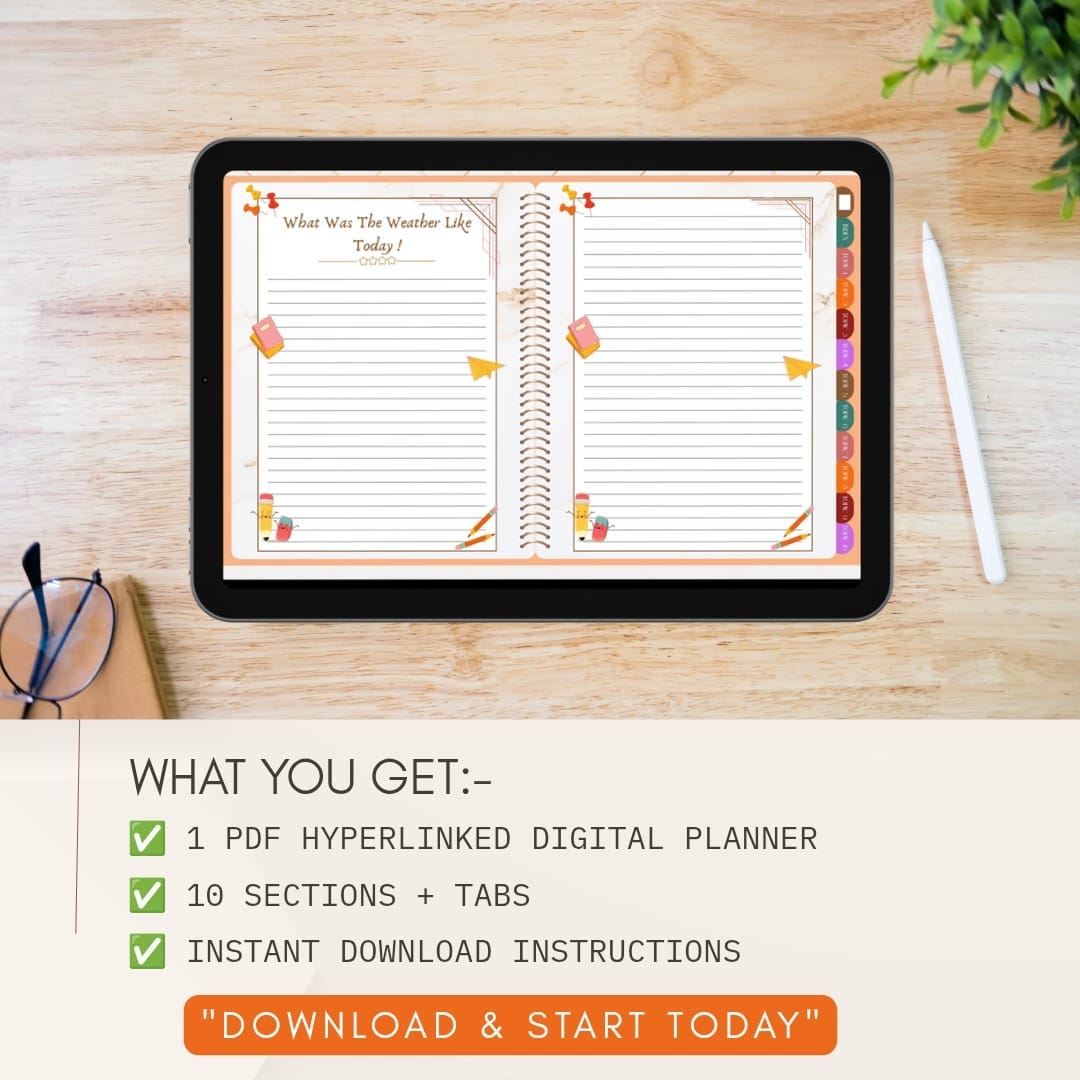 Digital Diary with Prompts 53 Page Hyperlinked Journal for Daily Writing Self Reflection GoodNotes Notability Xodo Gift