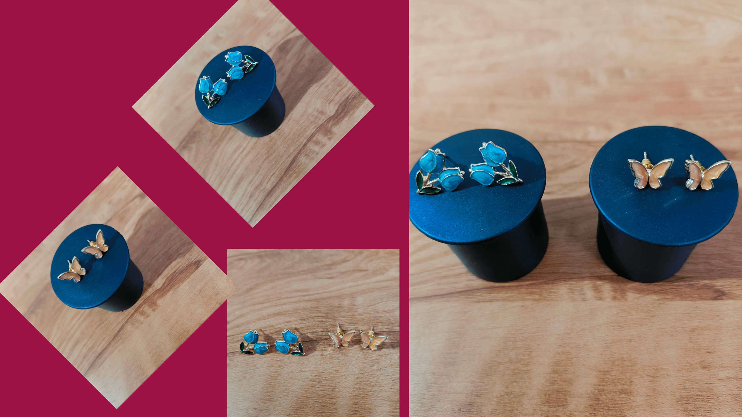 Gold Plated Enamel Stud Earrings Combo for Women & Girls | Stylish Floral & Butterfly Design | Lightweight Daily Wear Earrings | Trendy Fashion Jewelry for Office, College, Party & Gifting